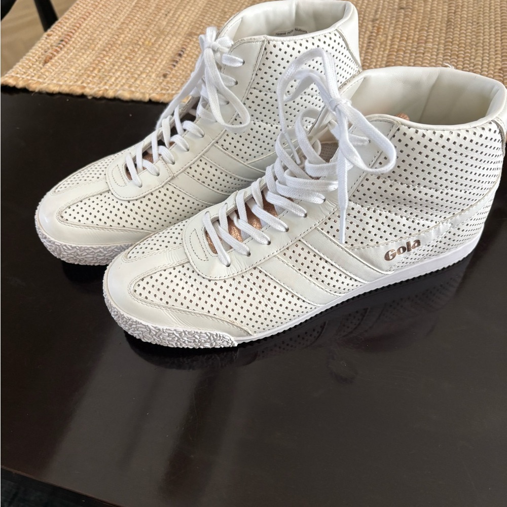 Gola White High-Top Sneakers with Perforated Leather